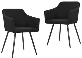 vidaXL Cadeiras de jantar 2 pcs tecido preto