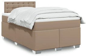 Cama boxspring c/ colchão 120x190cm couro artificial cappuccino