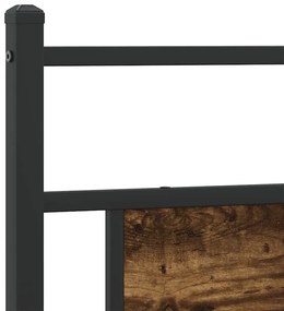 Estrutura de cama sem colchão 193x203cm metal carvalho fumado