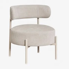 Poltrona Estofada Anisa Tapioca Bege & Tecido Chenille Branco Quebrado - Sklum