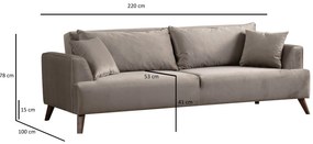 **** Sofá de 3 Lugares Buhara – Cinzento Claro – 100x78x220 cm

**