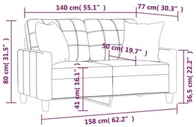 Sofá 2 lugares + almofadas decorativas 140cm couro artif. cinza