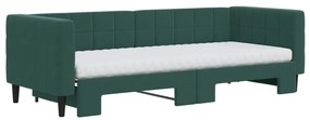 Sofá-cama c/ gavetão e colchões 80x200cm veludo verde-escuro