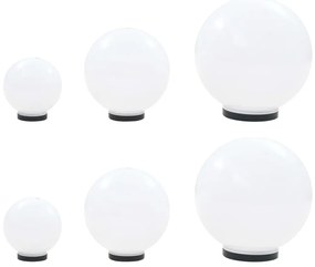 6 pcs conjunto de candeeiros esféricos LED 20/30/40 cm PMMA