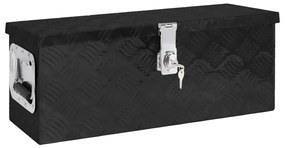 vidaXL Caixa de arrumação 60x23,5x23 cm alumínio preto