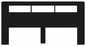 Cabeceira de Armazenamento vidaXL com Luzes LED Carvalho Preto 200x18,