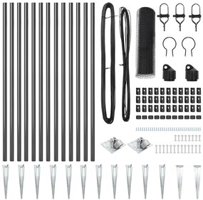 Conjunto de Cercas Conjunto de 2 Cinza Metal, Malha Grande