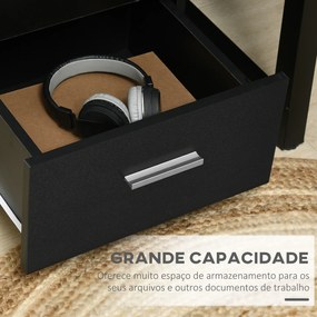 Bloco de Gavetas para Escritório Móvel de Arquivos com 3 Gavetas e Fechadura para Secretária Casa 40x40x61,5 cm Preto