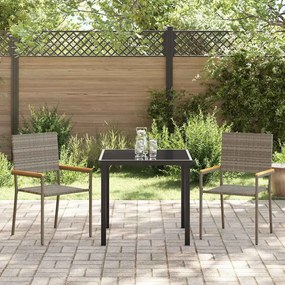 Conjunto de Jantar de Jardim 3 Peças Cinza Rattan Sintético