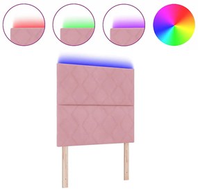 Cabeceira LED Bloco de Diamante Rosa 100 cm em Veludo