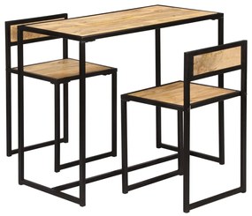 Conjunto de jantar 3 pcs madeira de mangueira maciça