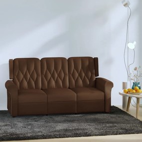 vidaXL Sofá reclinável 3 lugares couro artificial castanho brilhante