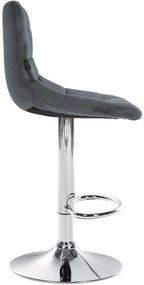 Conjunto de 2 bancos de bar Jerry em veludo com estrutura cromada 87-108,5 x 43 x 46,5 cm Cinzento escuro