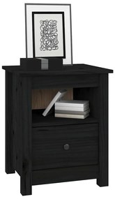 Mesas de cabeceira 2 pcs 40x35x49 cm pinho maciço preto