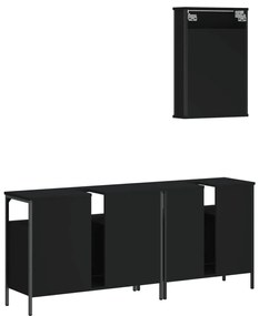 3 pcs conjunto móveis casa de banho derivados de madeira preto