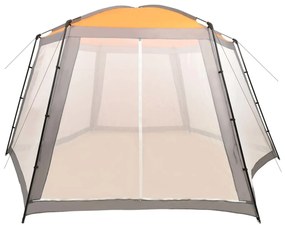 Tenda para piscina 660x580x250 cm tecido cinzento