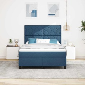 Cama Box com Colchão e LED Azul 140x200 cm Tecido