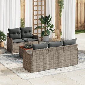 Conjunto de Sofá de Jardim com Almofadas Cinza de Rattan Sintético Acá
