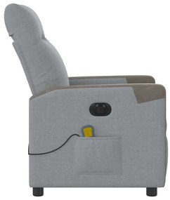 Poltrona de massagens reclinável elétrica tecido cinzento-claro