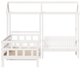 Conj. de sofá-cama com telhado 90x190 cm pinho maciço branco