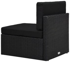8 pcs conjunto lounge de jardim c/ almofadões vime PE preto