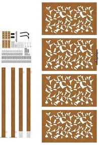 Portão de jardim 105x205 cm design de folha de aço resistente