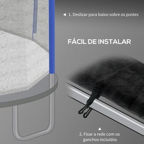 Rede de Segurança para Trampolim Ø244 cm Rede de Substituição de Trampolins com Fecho de Correr para 6 Postes Azul