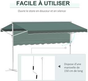 Toldo de dupla inclinação 4 x 3 m, manual e retrátil, inclinação ajustável, metal e poliéster impermeabilizado, verde escuro
