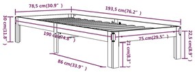 Estrutura de cama pequena solteiro 75x190 cm madeira maciça