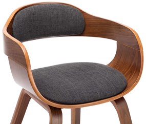 Cadeira de jantar tecido/madeira curvada cinzento-escuro