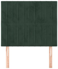 Cabeceira de cama 2 pcs veludo 90x5x78/88 cm verde-escuro