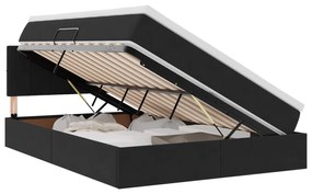 vidaXL Cama com arrumação e LED com colchão Preto 140 x 200 cm Veludo