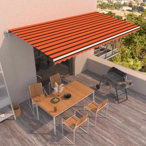 Toldo retrátil automático 600x350 cm laranja e castanho