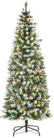 HOMCOM Árvore de Natal com Neve Artificial 180cm com 300 Luzes LED Branco Quente 618 Ramos Ignífugos de PVC Decorações Incluidadas | Aosom Portugal