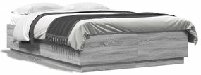 vidaXL Estrutura de cama 140x200 cm derivados de madeira cinza sonoma