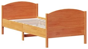 Cama sem colchão 100x200 cm pinho maciço castanho-mel