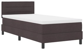 Cama Box com Colchão &amp; LED Marrom Escuro 80x200 cm Tecido