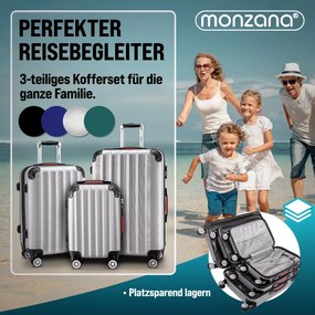 Conjunto de 3 malas viagem peças rígidas Baseline acessórios em ABS Prateadas