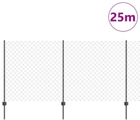Cerca de Cadeado com 44 Postes U Cinza 1,2x25 m Aço