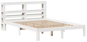 Estrutura de cama com cabeceira 160x200 cm pinho maciço branco