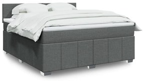 vidaXL Cama com molas/colchão 180x200 cm tecido cinzento-escuro