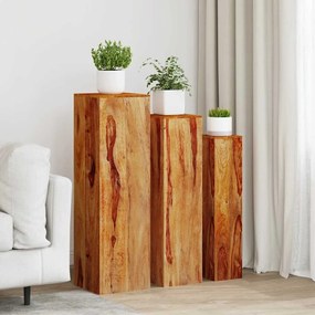 vidaXL Suportes para plantas 3 pcs madeira de acácia maciça castanho