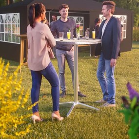 Mesa alta dobrável em aço inoxidável e alumínio com altura ajustável Ø60 x 70-115 cm Prateado