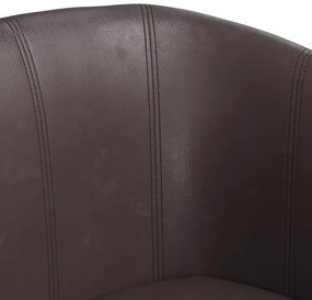 Poltrona com apoio de pés couro artificial castanho