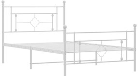 Estrutura de cama com cabeceira e pés 107x203 cm metal branco