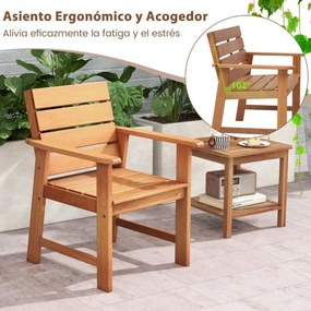 Banco de madeira jardim de 2 lugares com assento de ripas respirável e encosto inclinado ergonómico para pátio e varanda 120,5 x 64 x 84 cm Natural