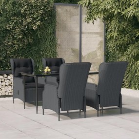 vidaXL 5 pcs conjunto de jantar p/ jardim vime PE cinzento-escuro