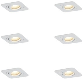 Conjunto de 6 focos embutidos redondos brancos GU10 50mm giratórios e inclináveis IP44 - Alberto