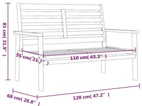 Banco de jardim 120 cm madeira de acácia maciça