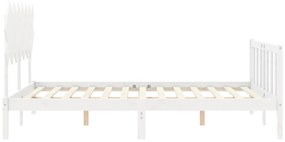 Estrutura de cama com cabeceira 140x190cm madeira maciça branco